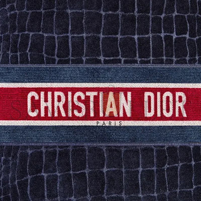 D*or velvet mizza embroidered large croc book tote bleu multicolor m1286ztgu-m928 (42*35*18cm)